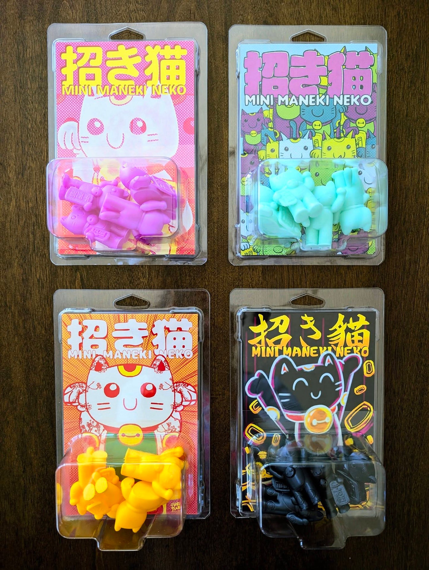 Maneki Neko Kinkeshi-Like Toy Figures with Limited Edition Mini Print
