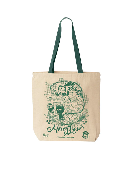 Mew Brews Coffee Company Heavy Duty Silkscreened Tote