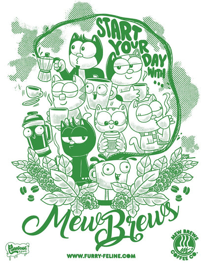 Mew Brews Coffee Company Heavy Duty Silkscreened Tote