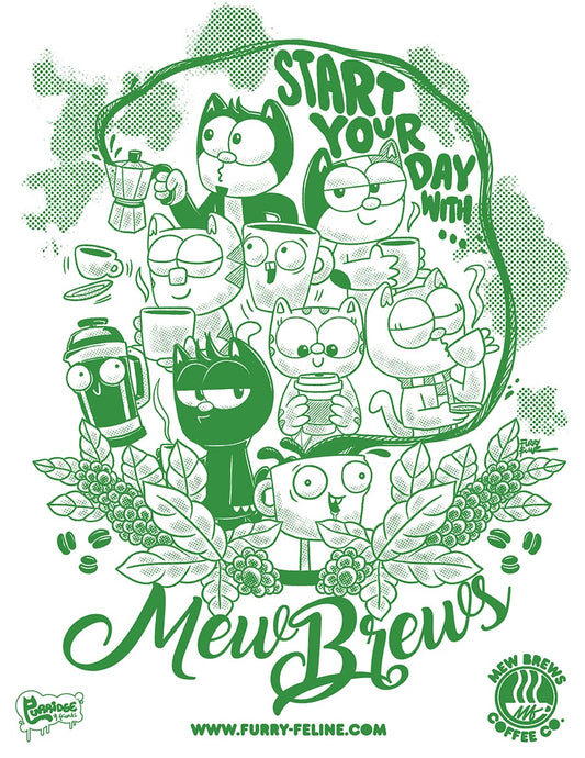 Mew Brews Coffee Company Heavy Duty Silkscreened Tote