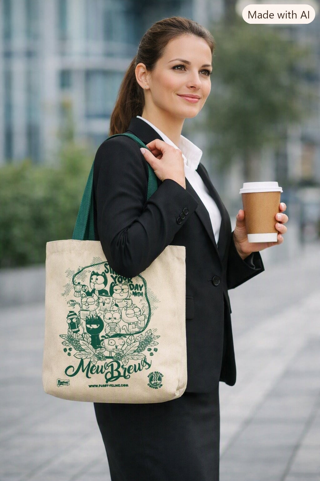 Mew Brews Coffee Company Heavy Duty Silkscreened Tote