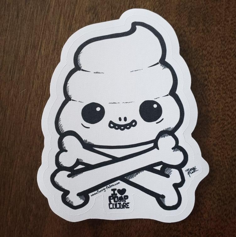Skully Poop Heavy Duty Reusable Sticker - Furry Feline Creatives 