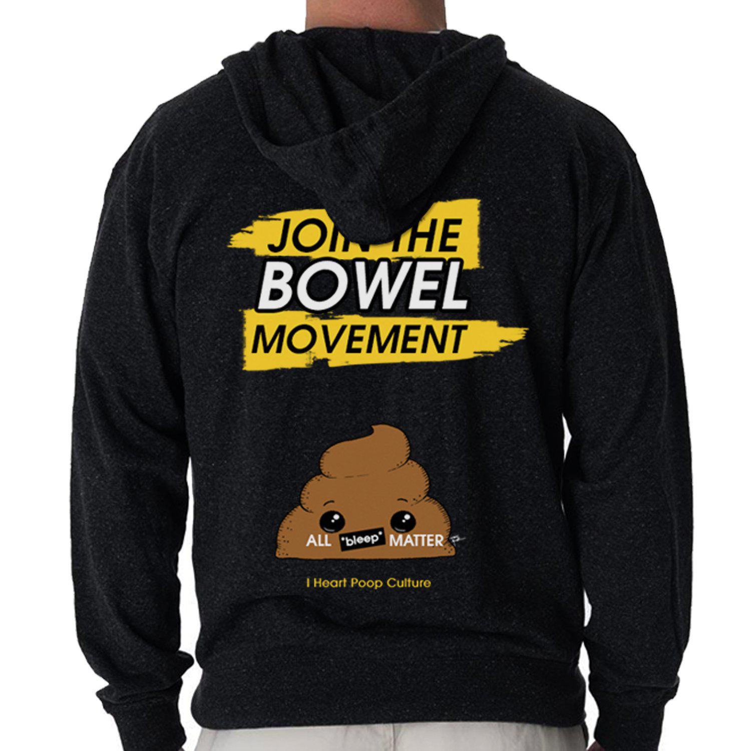 Join The Bowel Movement French Terry Unisex Black Hoodie - Furry Feline Creatives 