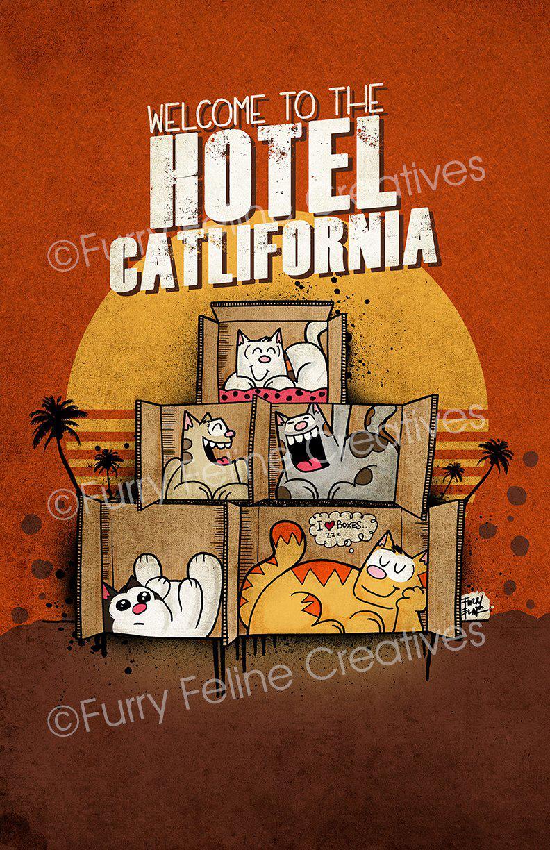 11x17 Hotel Catlifornia Print - Furry Feline Creatives 