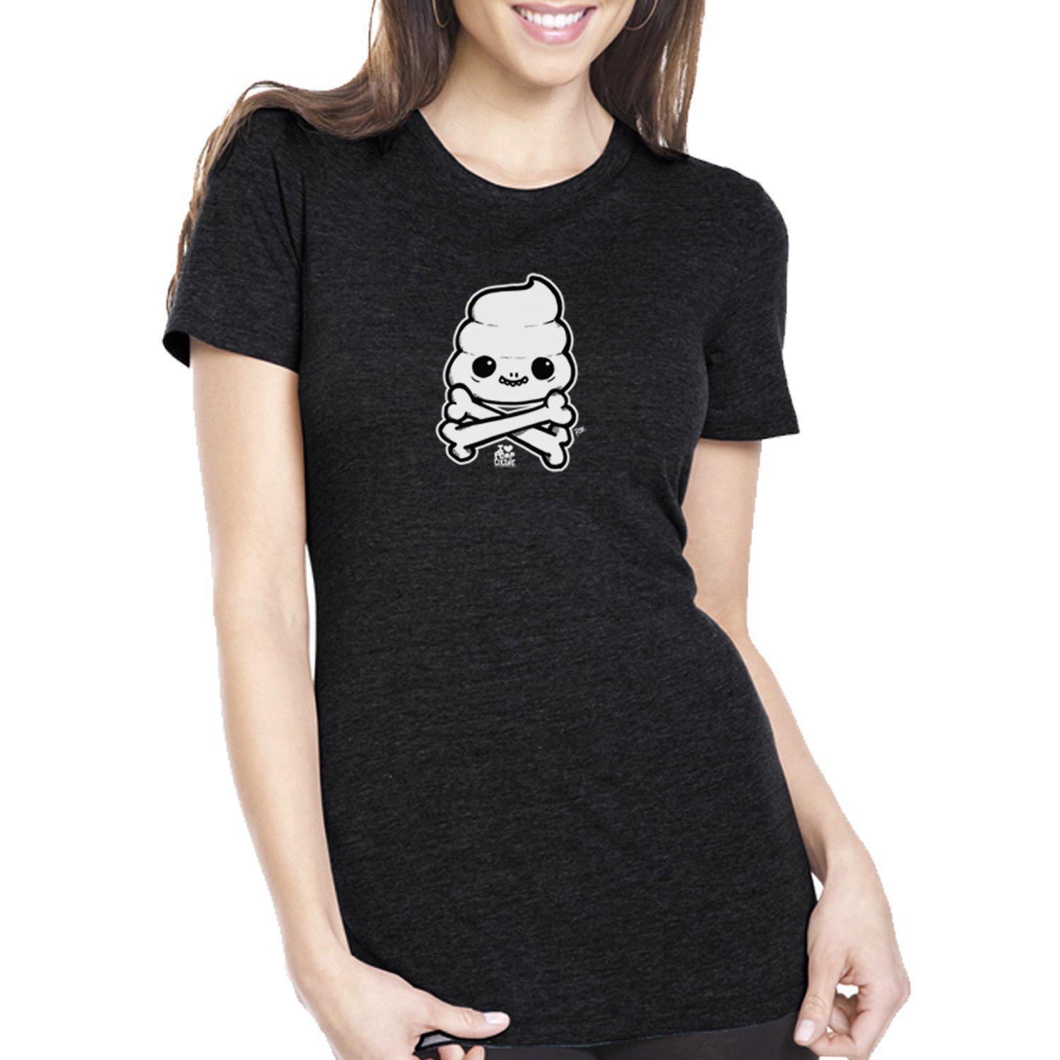 Skully Poop Crossbones Women's Tee - Furry Feline Creatives 