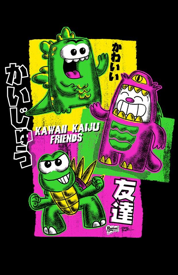 Kawaii Kaiju Friends Women's Tee - Furry Feline Creatives 