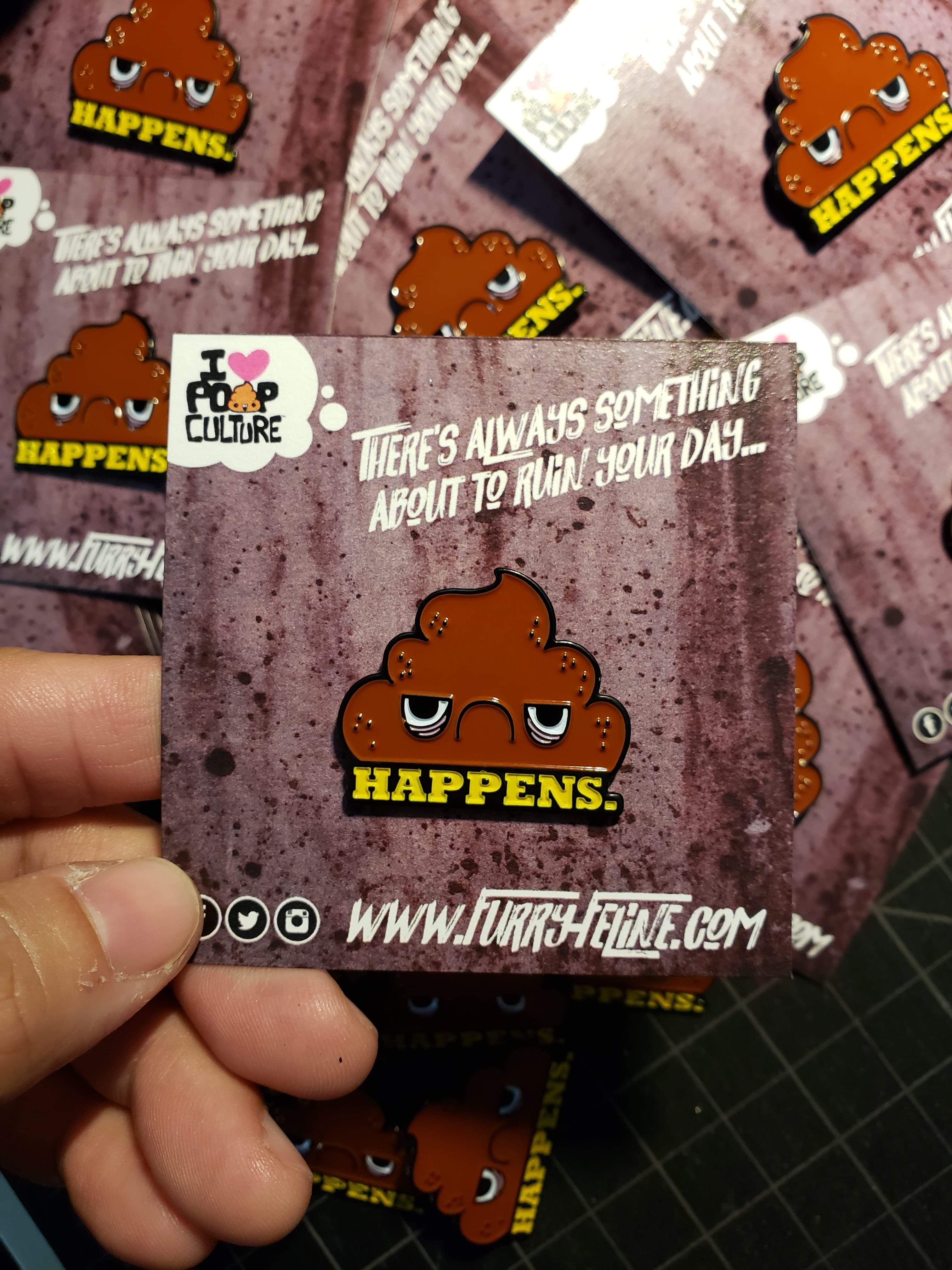 Shitpint Shit Happens Enamel Pin – Furry Feline Creatives