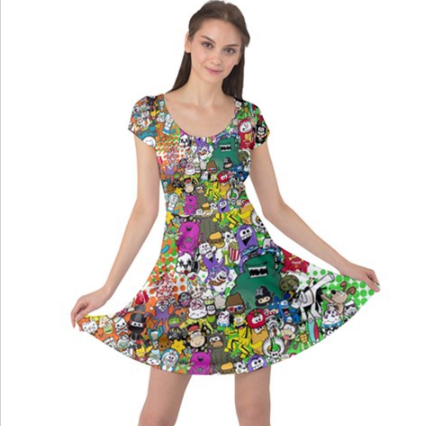 Furry Feline Creatives Collage Shortsleeve Dress - Furry Feline Creatives 