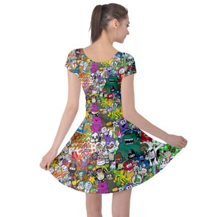 Furry Feline Creatives Collage Shortsleeve Dress - Furry Feline Creatives 